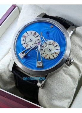 Patek Philippe Bridge Power Reserve Dual Time Ice Blue Swiss ETA Valjoux Automatic Watch