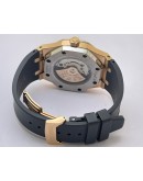 Audemars Piguet Royal Oak Rose Gold Black Rubber Strap Swiss Automatic Watch