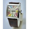 Franck Muller Square Master Steel Color Dreams Roman Mark Leather Strap Watch
