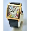 Franck Muller Square Master Rose Gold Color Dreams Roman Mark Leather Strap Watch