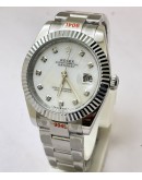 Rolex Date Just Mother Of Pearl White Steel Swiss Automatic Watch