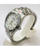 Rolex Date Just Mother Of Pearl White Steel Swiss Automatic Watch