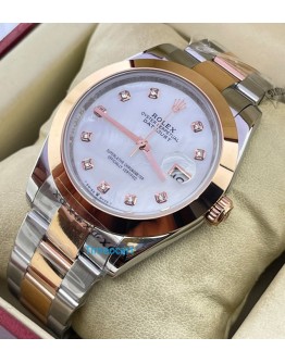 Rolex Date Just Diamond Mark Mother Of Pearl White 2 Swiss Automatic Watch