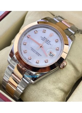 Rolex Date Just Diamond Mark Mother Of Pearl White 2 Swiss Automatic Watch