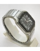 Cartier Santos 100 Steel Black Bezel Swiss Automatic Watch