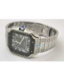 Cartier Santos 100 Steel Black Bezel Swiss Automatic Watch