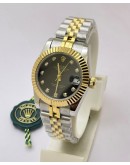 Rolex Datejust Diamond Marker Black Dual Tone Swiss Automatic Ladies Watch