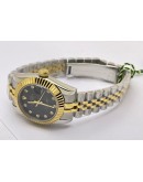 Rolex Datejust Diamond Marker Black Dual Tone Swiss Automatic Ladies Watch