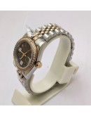 Rolex Datejust Brown Diamond Bezel Dual Tone Swiss Automatic Ladies Watch