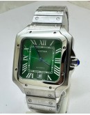 Cartier Santos 100 Steel Green Swiss Automatic Watch