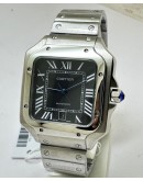 Cartier Santos 100 Steel Black Swiss Automatic Watch