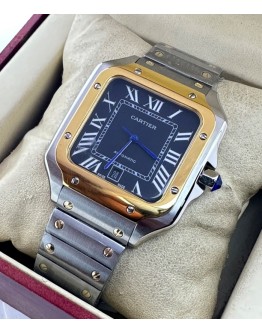 Cartier Santos 100 Dual Tone Black Swiss Automatic Watch