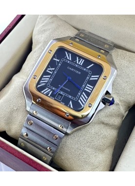 Cartier Santos 100 Dual Tone Black Swiss Automatic Watch