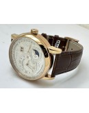 A. Lange & Shone Grand Lange 1 Moon Phase Rose Gold White Swiss Automatic Watch