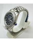 Rolex Day-Date Diamond Bezel Blue Steel Swiss Automatic Watch