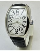 Franck Muller Crazy Hours White Steel Leather Strap Swiss Automatic Watch