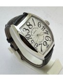 Franck Muller Crazy Hours White Steel Leather Strap Swiss Automatic Watch