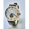I W C Schaffhausen Portofino DAY-DATE Tourbillon Rose Gold Leather Strap Swiss Automatic Watch