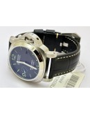 Panerai Marina Steel Black Leather Strap Swiss Automatic Watch