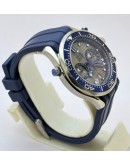 Omega Seamaster Diver Grey Chronograph Blue Rubber Strap Watch