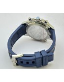 Omega Seamaster Diver Grey Chronograph Blue Rubber Strap Watch