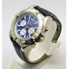 Breitling Chronometre Chronograph Steel Leather Strap Watch