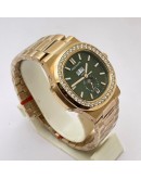 Patek Philippe Nautilus Annual Calendar Diamond Bezel Green Rose Gold Swiss Automatic Watch
