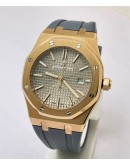 Audemars Piguet Royal Oak Rose Gold Grey Rubber Strap Swiss Automatic Watch