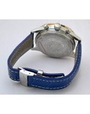 Breitling Navitimer Chrono Rose Gold Bezel Blue Leather Strap Watch