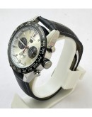 Tag Heuer Carrera Sport Steel White Chronograph Leather Strap Watch