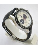 Tag Heuer Carrera Sport Steel White Chronograph Leather Strap Watch