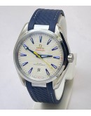 OMEGA SEAMASTER AQUA TERRA WHITE RUBBER STRAP LIMITED EDITION SWISS AUTOMATIC WATCH