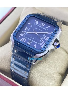 Cartier Santos De Blue PVD Swiss Automatic Watch