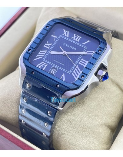 Cartier Santos De Blue PVD Swiss Automatic Watch