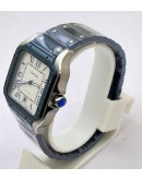 Cartier Santos De Blue PVD White Swiss Automatic Watch