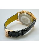Breitling Navitimer Chrono Black & White Rose Gold Leather Strap Watch