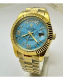 Rolex Day Date Turquoise Diamond Roman Marking Swiss Automatic Watch