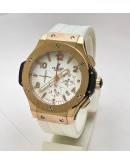 Hublot Big Bang Rose Gold White Rubber Strap Watch