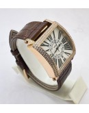 Franck Muller Master Square Diamond Rose Gold Leather Strap Watch