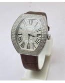 Franck Muller Curvex Diamond Leather Strap Watch