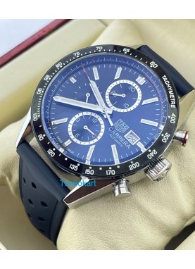 TAG HEUER CARRERA CALIBRE DATE BLACK RUBBER STRAP WATCH
