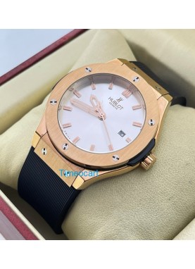 Hublot Classic Fusion White Dial Black Rubber Strap Ladies Watch