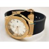 Hublot Classic Fusion White Dial Black Rubber Strap Ladies Watch