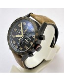 TAG HEUER CARRERA CALIBRE 16 DAY DATE  LEATHER STRAP BLACK WATCH
