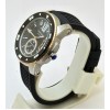 Cartier Calibre De Diver Steel Black Rubber Strap Watch