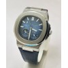 Patek Philippe Nautilus Moon Phase Power Resrve Blue Leather Strap Swiss Automatic Watch
