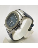 Patek Philippe Nautilus Moon Phase Power Resrve Blue Leather Strap Swiss Automatic Watch