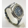 Patek Philippe Nautilus Moon Phase Power Resrve Blue Leather Strap Swiss Automatic Watch