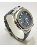 Patek Philippe Nautilus Moon Phase Power Resrve Blue Leather Strap Swiss Automatic Watch