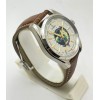 OMEGA SEAMASTER AQUA TERA WORLD TIME BORWN LEATHER STRAP SWISS AUTOMATIC WATCH